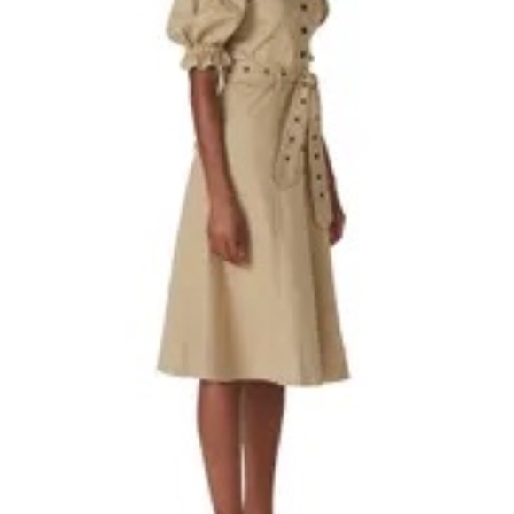 Marissa Webb Rent the Runway Puff sleeve canvas dress khaki sz2 $332 - Picture 2 of 5
